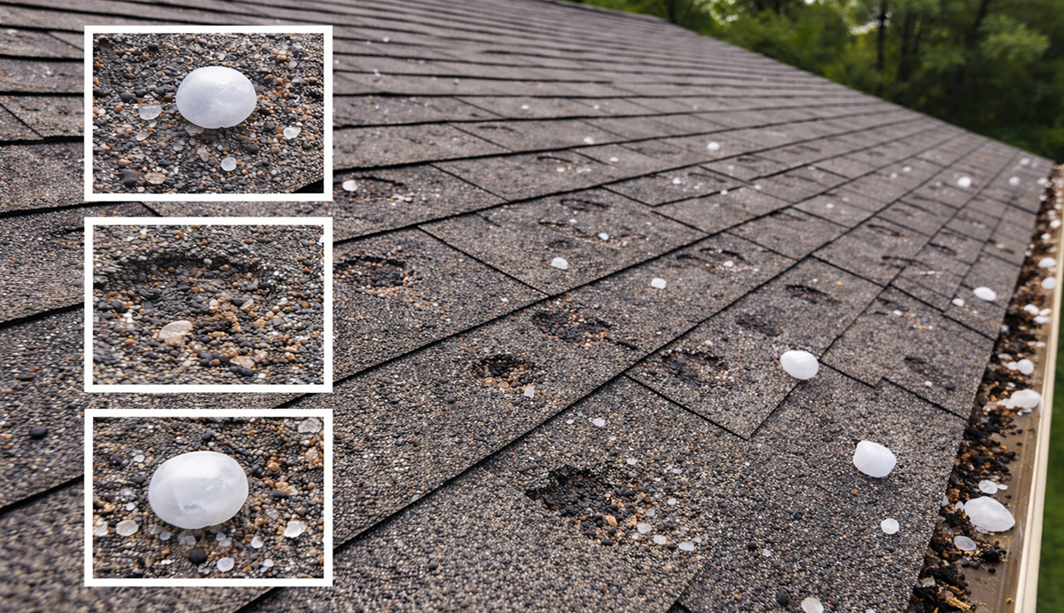 What Hail Damage Looks Like on a Roof (Complete Homeowner Guide)